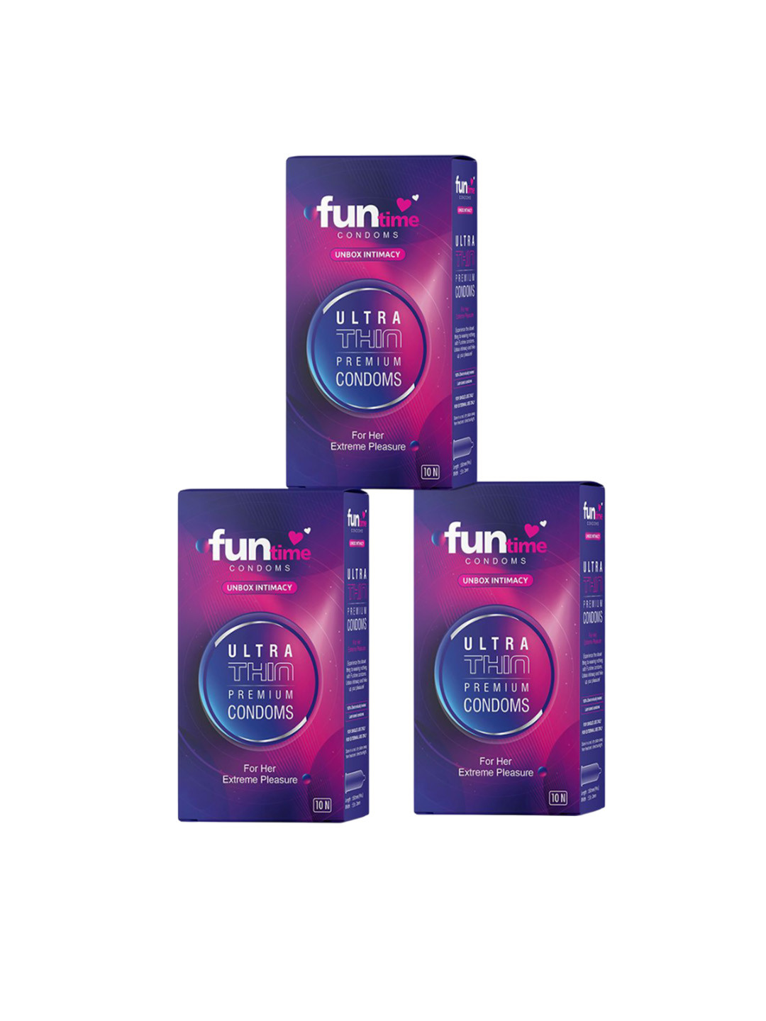 Funtime Pack Of 3 Ultra Thin Dotted & Ribbed Climax Control Condoms- 30 Pcs
