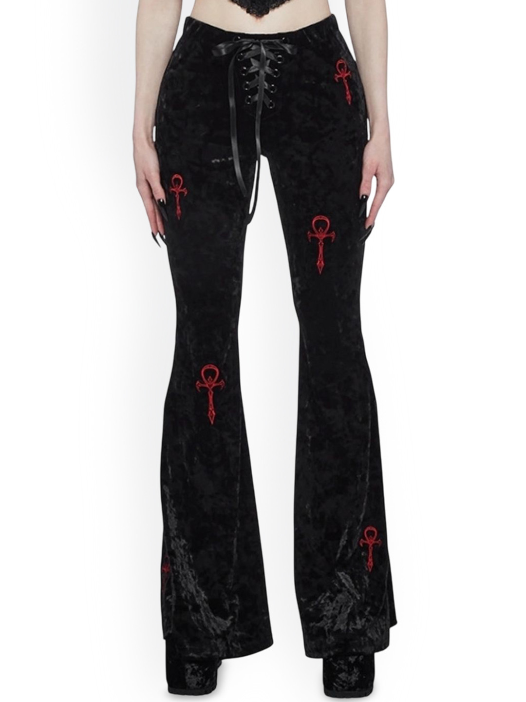 KPOP Women Squeeze Hug Mid-Rise Bootcut Trousers