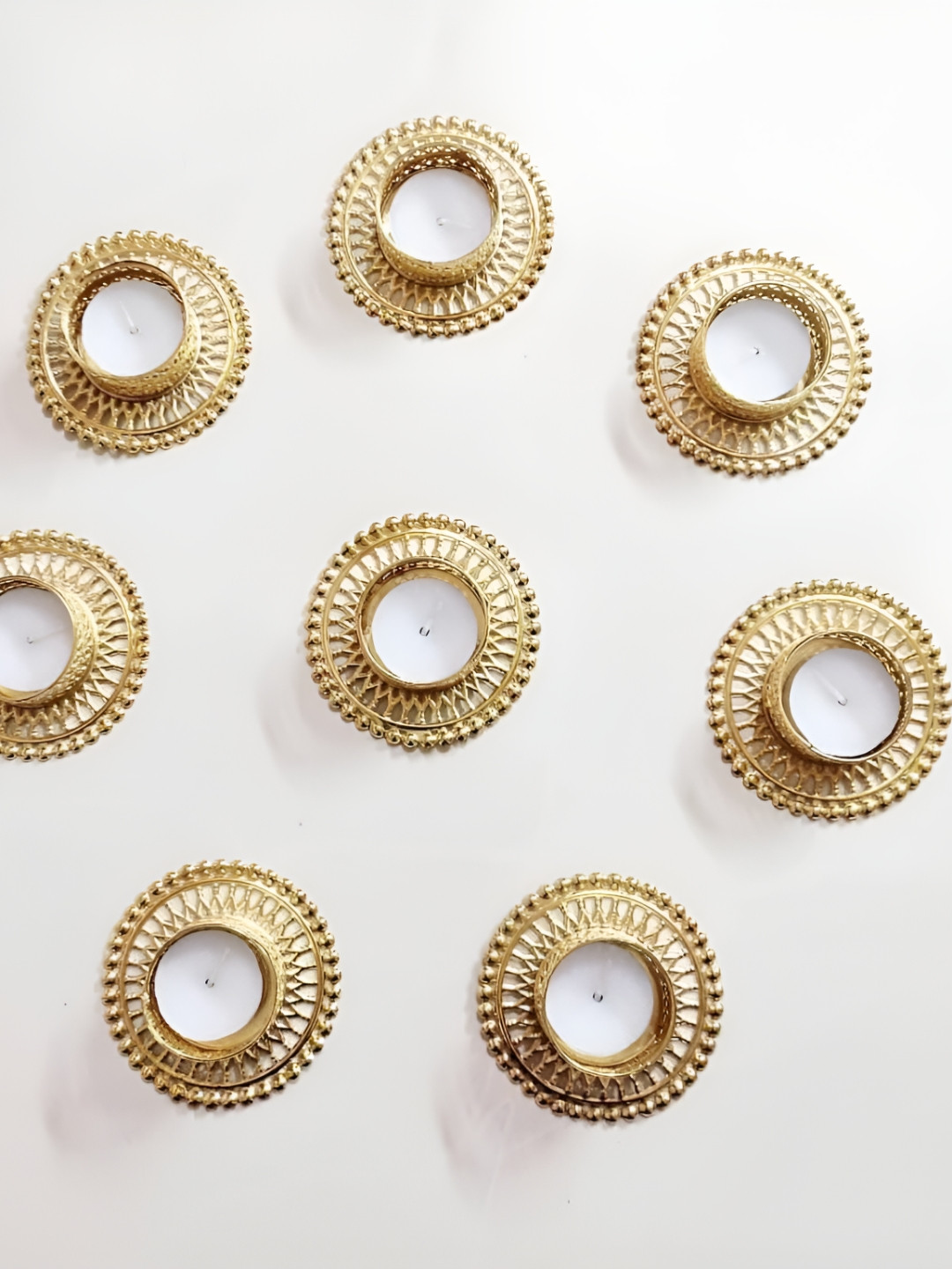 PUFFSMART 8-Pcs Yellow Ring Candle Holder