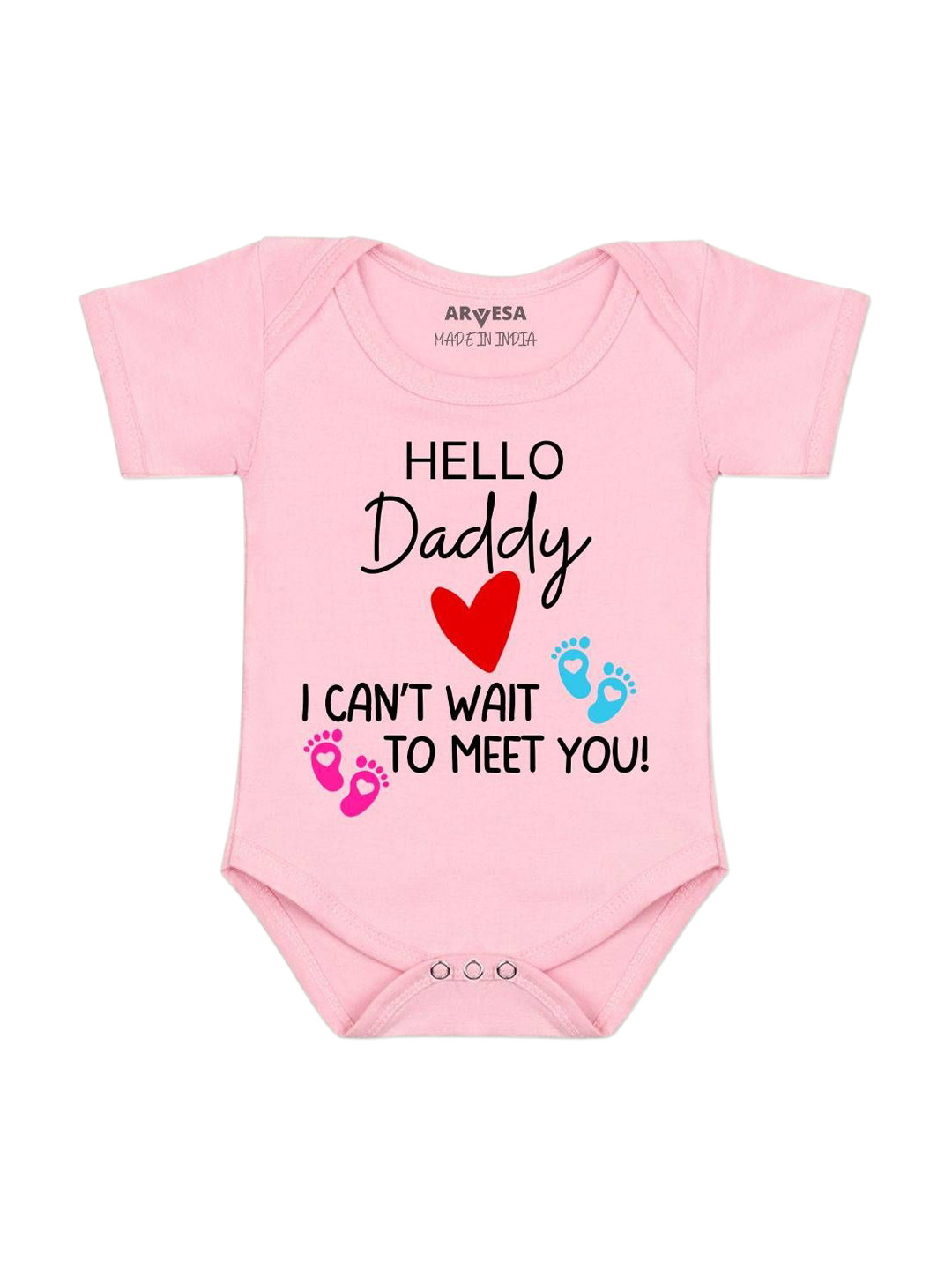 Arvesa Hello Daddy I can't Wait To Meet You Printed Bodysuit