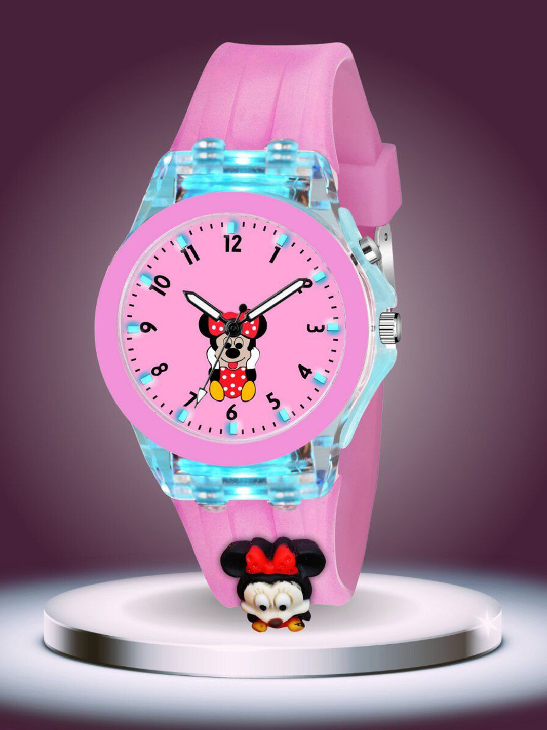 ON TIME OCTUS Girls Printed Dial & Straps Analogue Watch KD-033 DARK PINK MINI