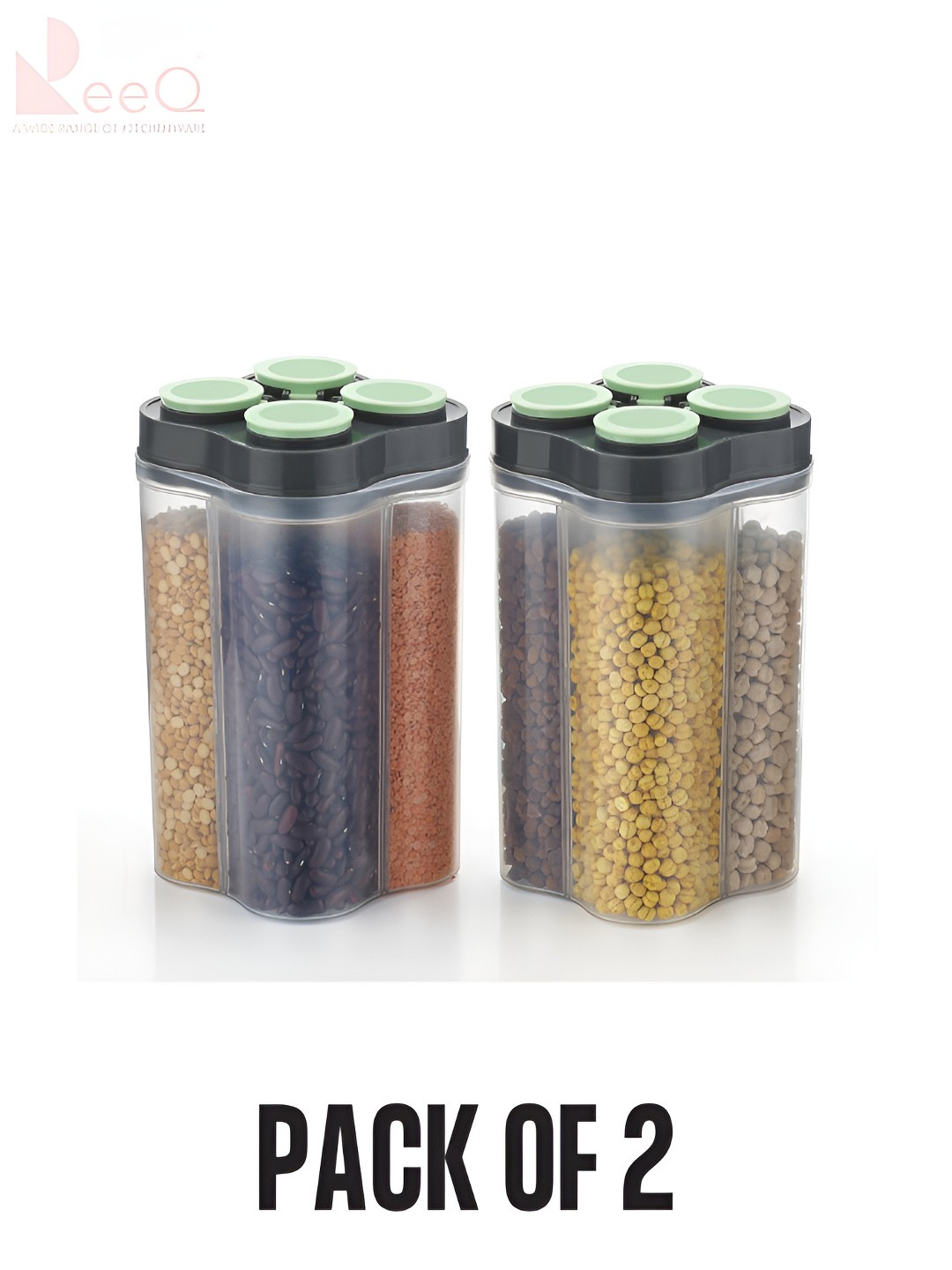 Reeq Sea Green Plastic Air Tight 2 Piece Flip Top Canister-2.5L