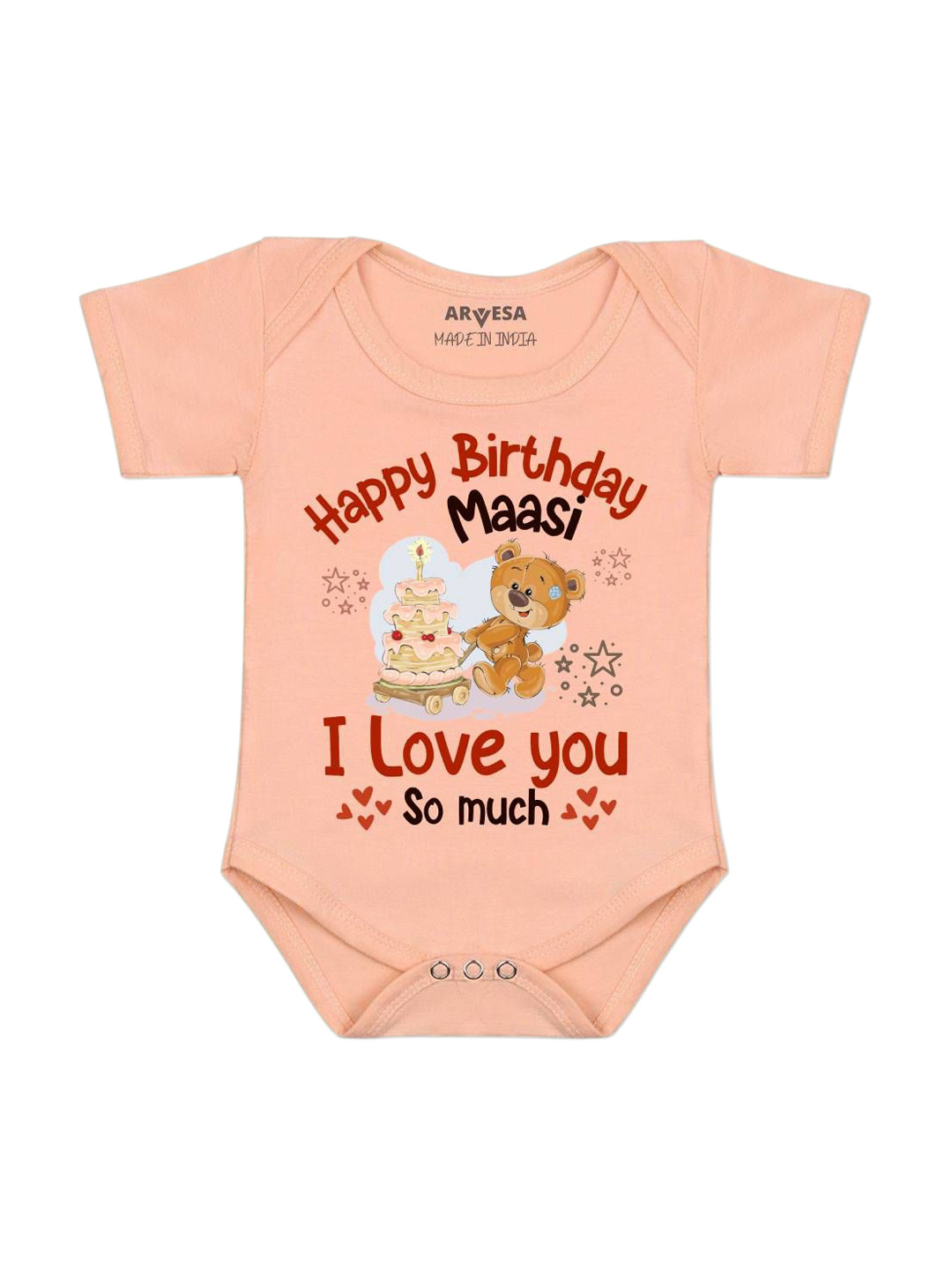 Arvesa Happy Birthday Maasi Printed Bodusuit