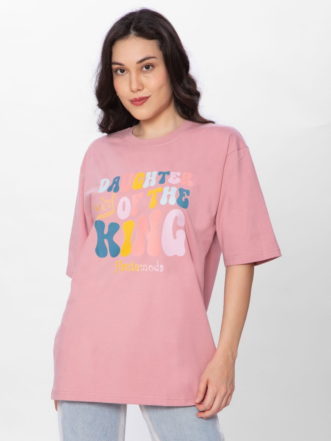 HAUTEMODA Women Typography Printed Applique T-shirt