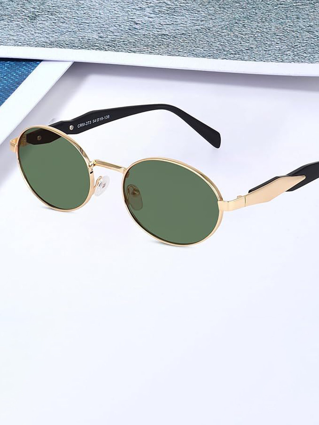 CREEK Men Oval Sunglasses with UV Protected Lens CRM 273 GOLD GREEN