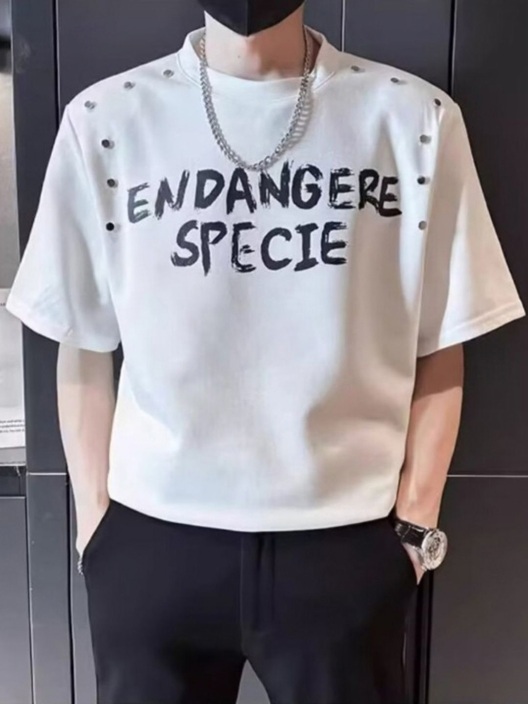 Typography Printed Round Neck Short Sleeves Casual T-shirt