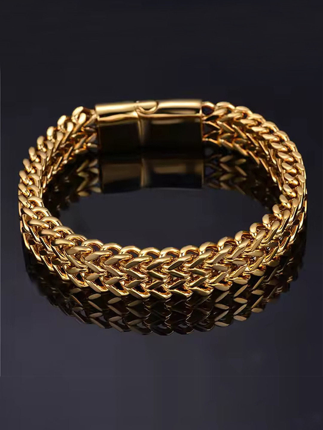 The Roadster Lifestyle Co Men Dual Wheat Design Chain Style Bracelet