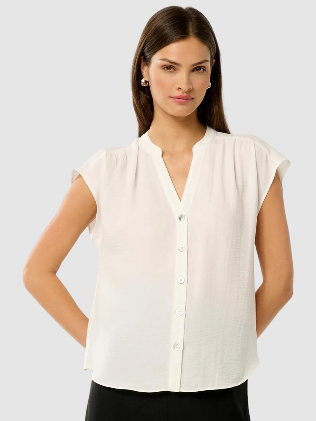 Forever New Women Solid Extended Sleeves Blouson Top