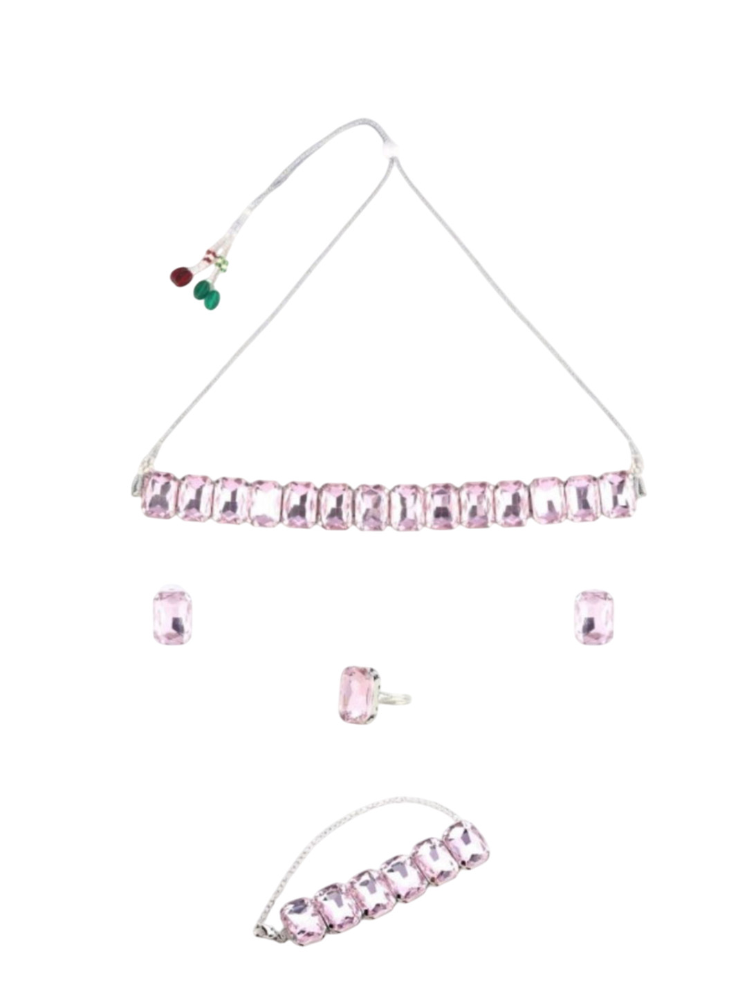 Anouk Silver Plated Stones Studded Choker Set with Bracelet & Finger Ring