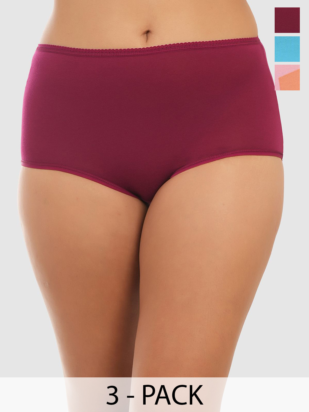 DressBerry Pack of 3 Printed High Rise Hipster Briefs MVP-1018-COMBO