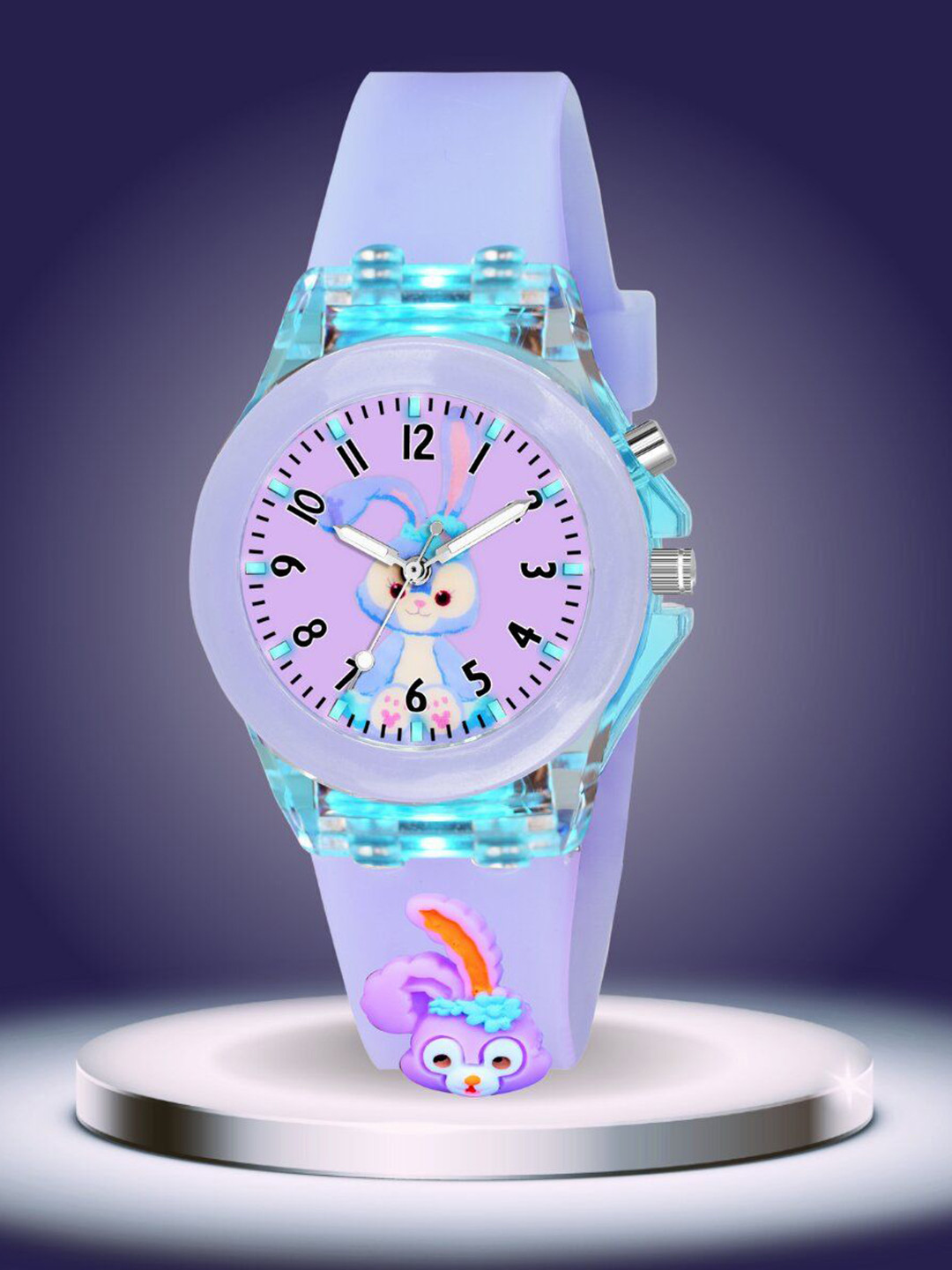 ON TIME OCTUS Kids Printed Dial & Straps Analogue Watch KD-032 PURPLE RABBIT
