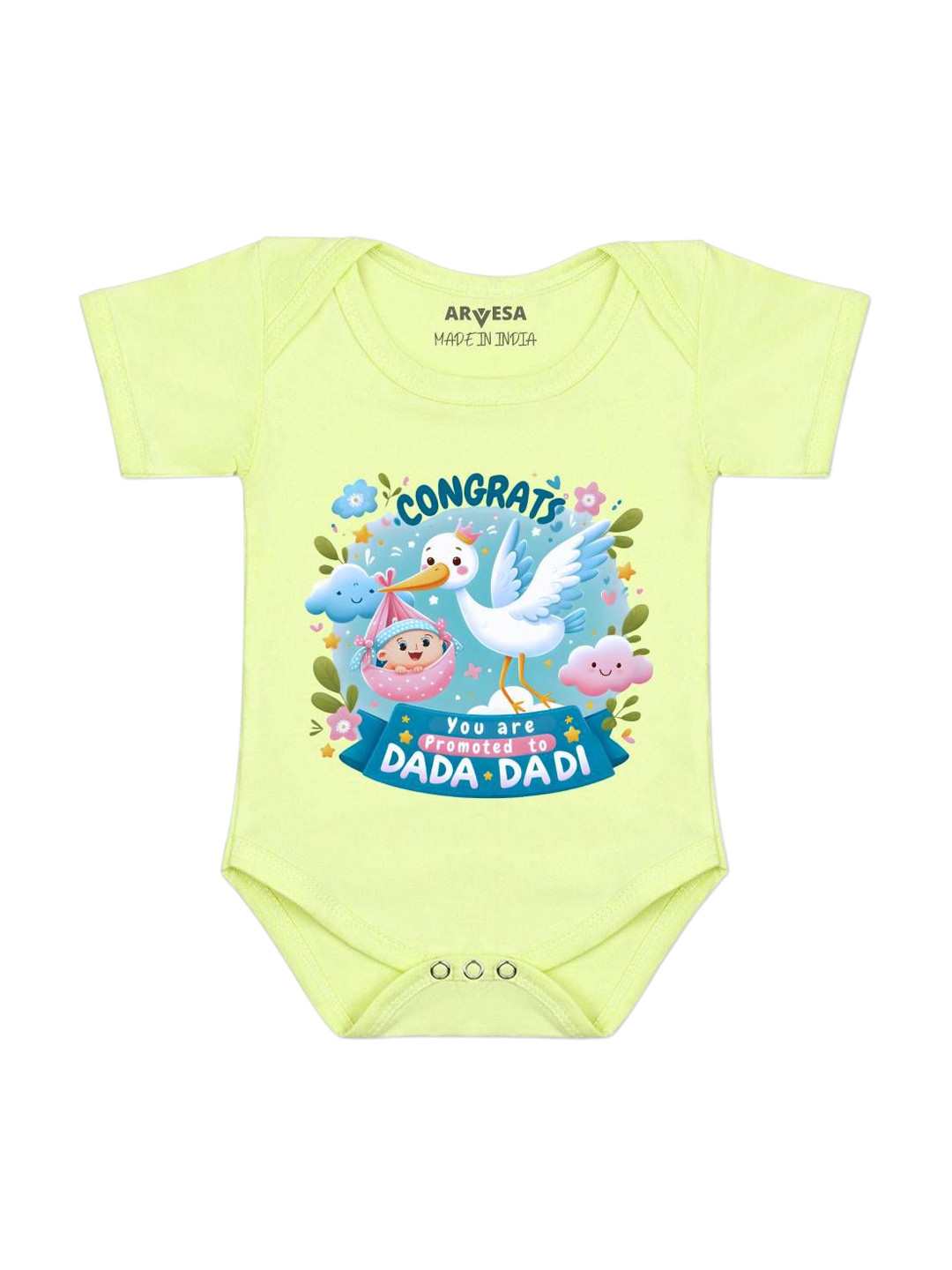Arvesa Congrats Dada Dadi Printed Bodysuit