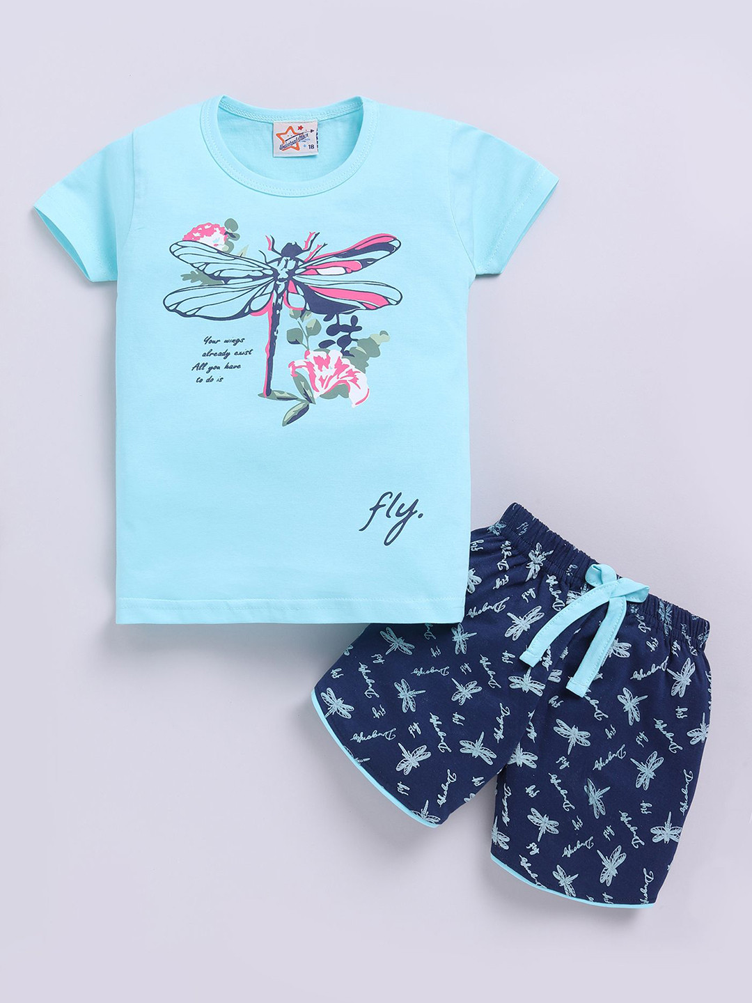 Universal Stars Girls Printed Pure Cotton T-Shirt And shorts