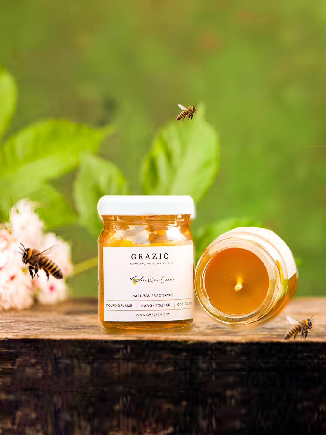 GRAZIO Beeswax Gifting Edition 6Pcs Honey and Lemon Grass Solid Jar Candles