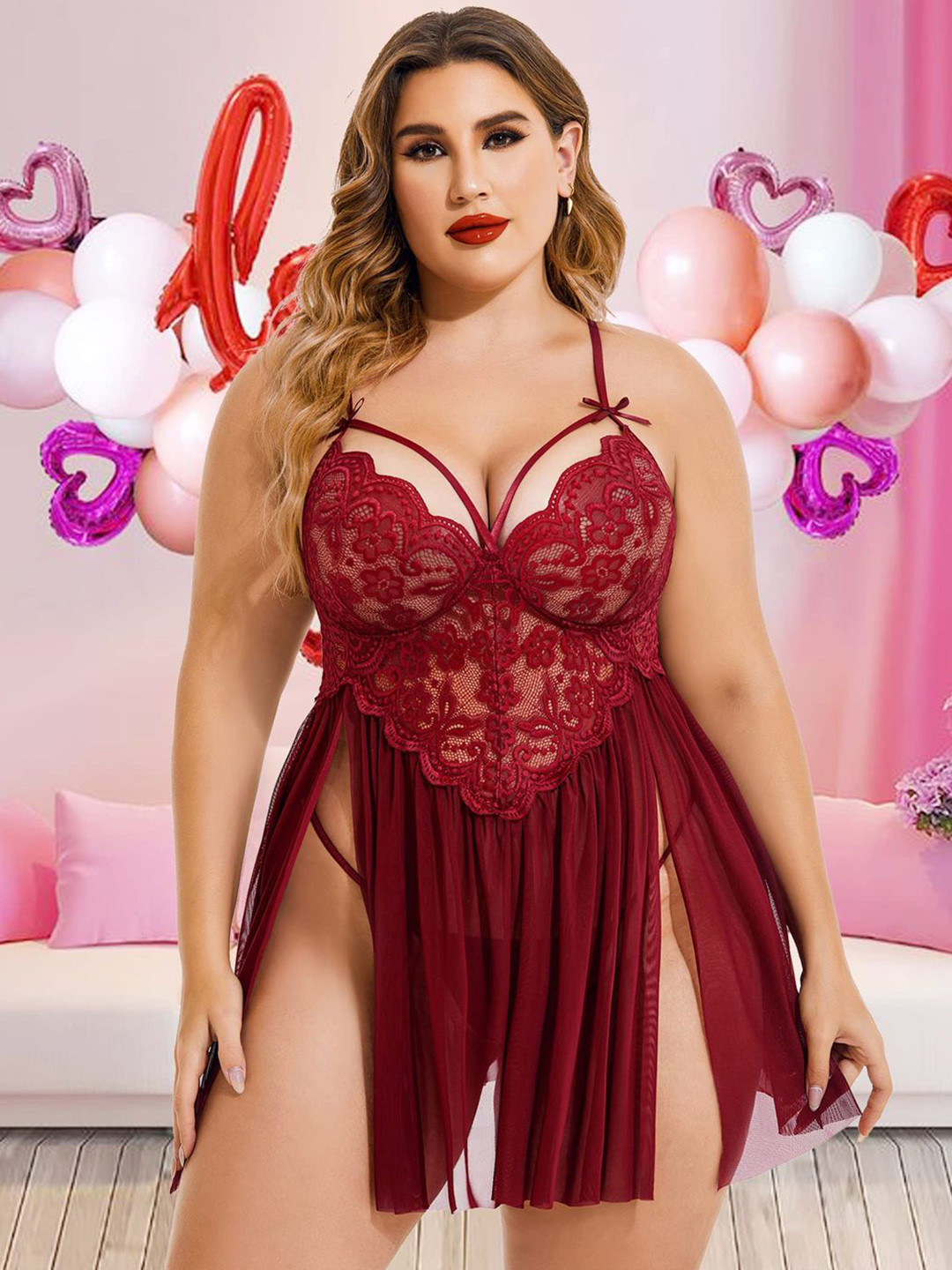 TrendVerse Women Self Design Baby Doll