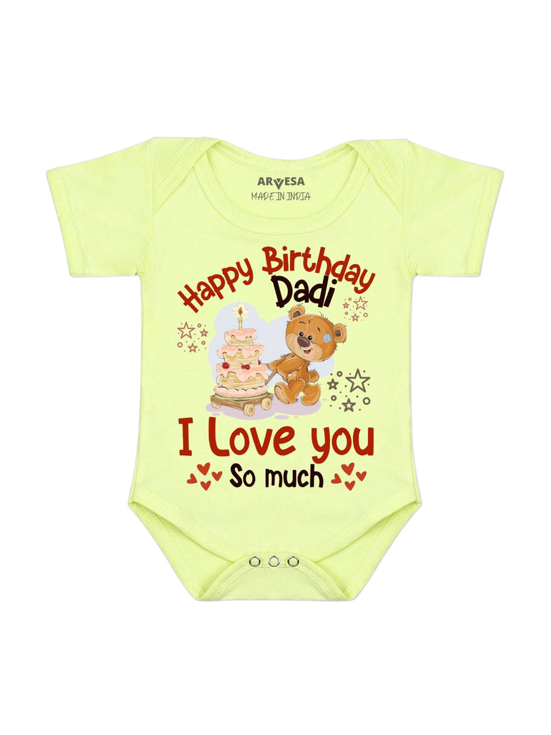 Arvesa Happy Birthday Dadi Printed Bodysuit
