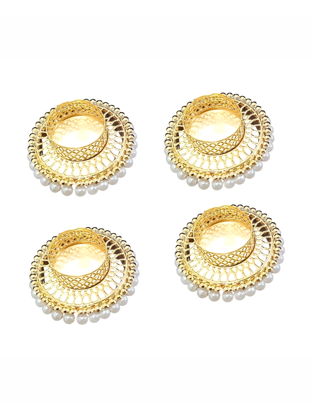 PUFFSMART 4-Pcs Yellow Ring Candle Holder