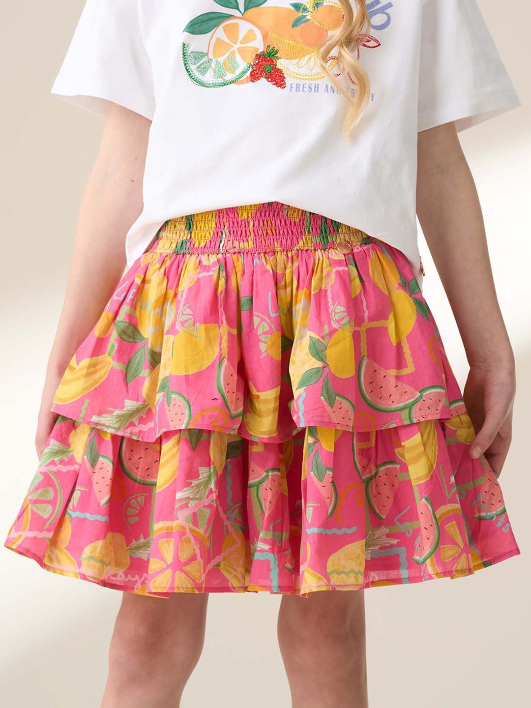 Angel & Rocket Girls Tiered Fruit Print Skirt