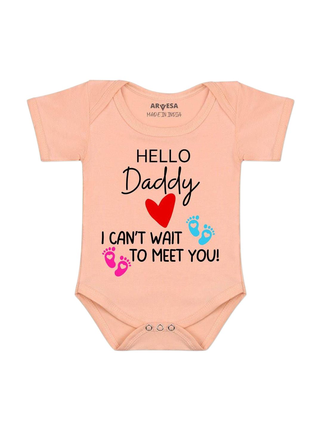 Arvesa Hello Daddy I can't Wait To Meet You Printed Bodysuit