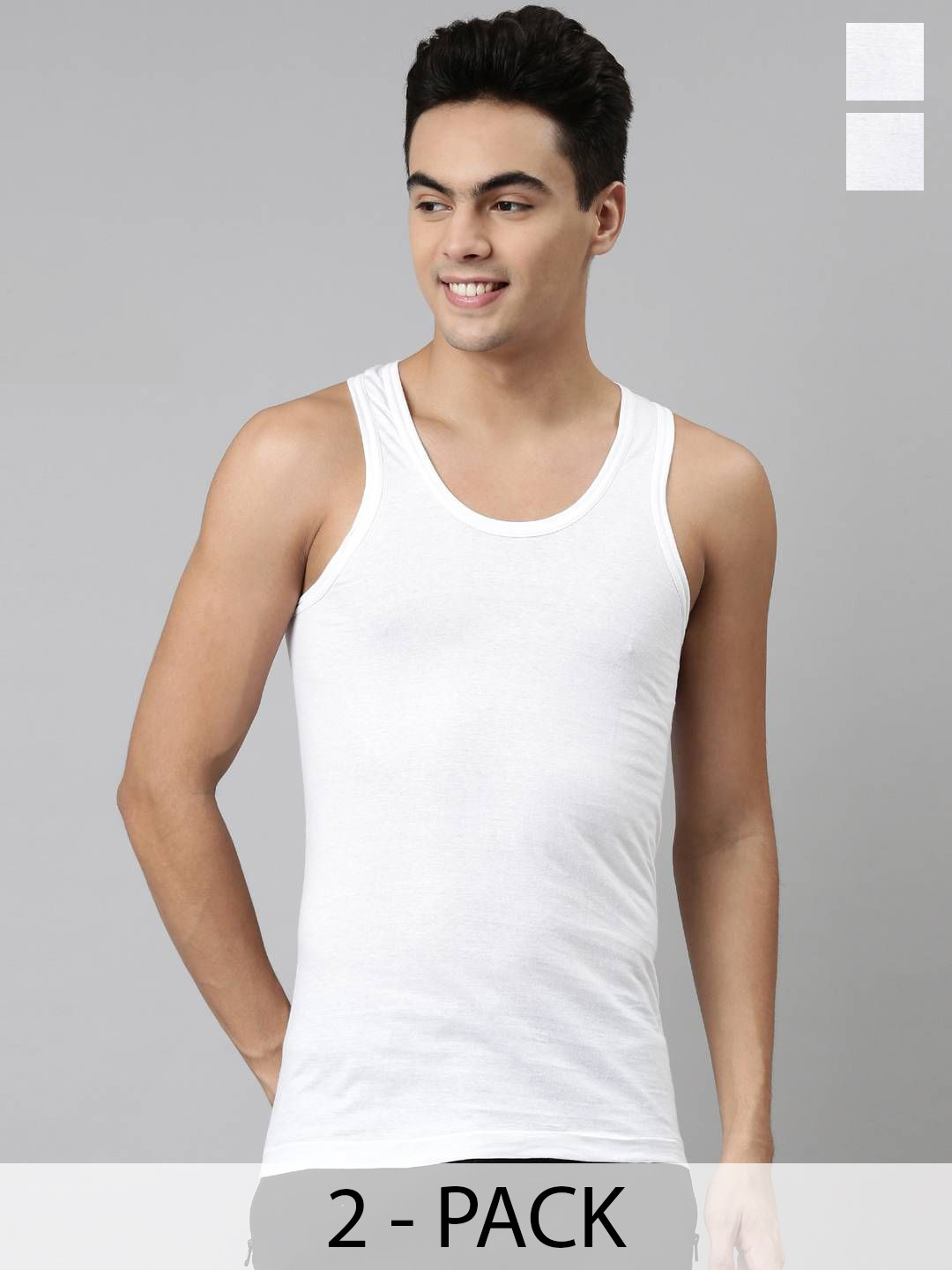DIXCY JOSH Pure Cotton Basic Innerwear Vests DSJ Fine White Vest RN-P2