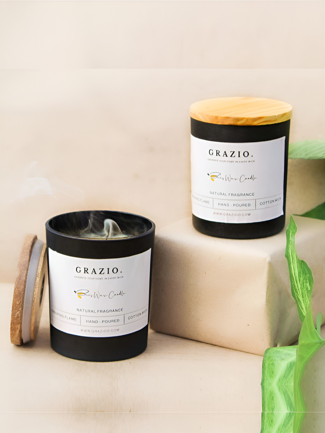 GRAZIO Beeswax Gifting Edition 10Pcs Honey and Lemon Grass Solid Jar Candles