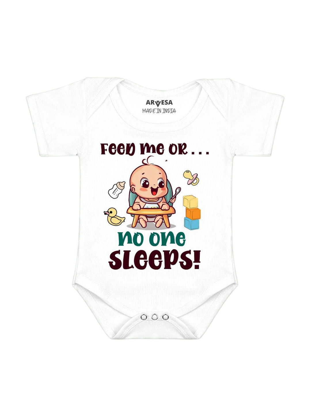 Arvesa Feed Me Or No One Sleeps Printed Bodysuit