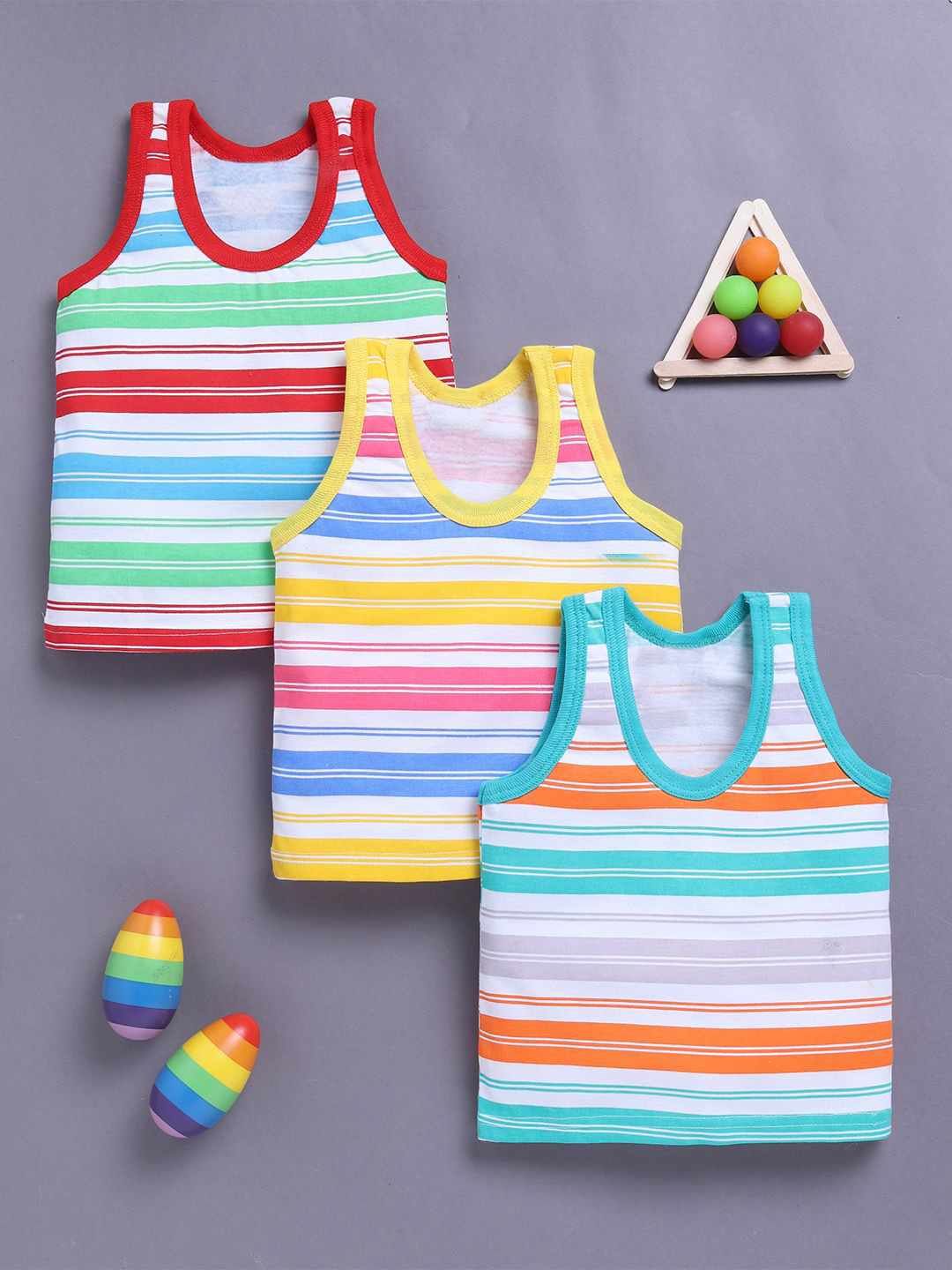 Unfab Infant Boys Assorted Pack Of 3 Printed Cotton Basic Vests R-W120-BOYS-VEST