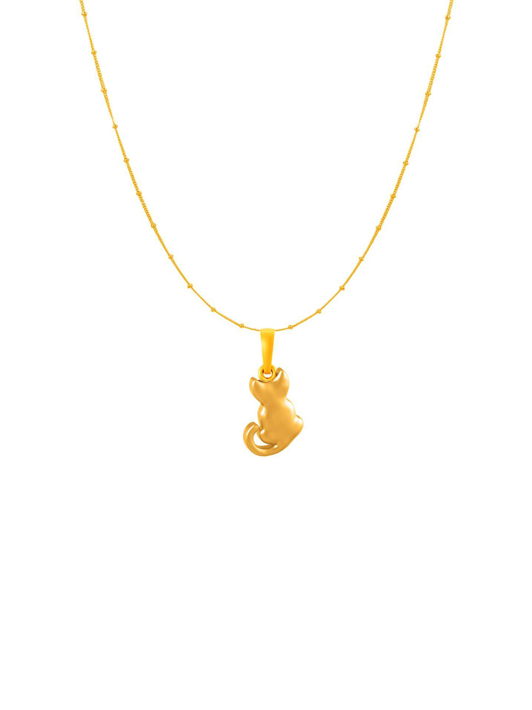 Metronaut 925 Sterling Silver 22 Kt Gold-Plated Cat Pendant With Chain
