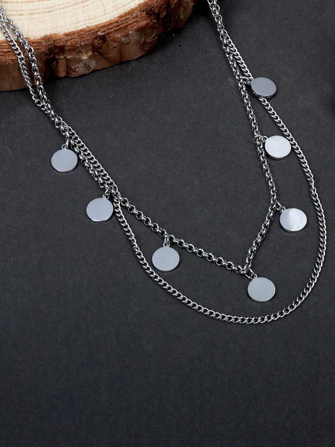 Cazines Stainless Steel Silver-Plated Chain