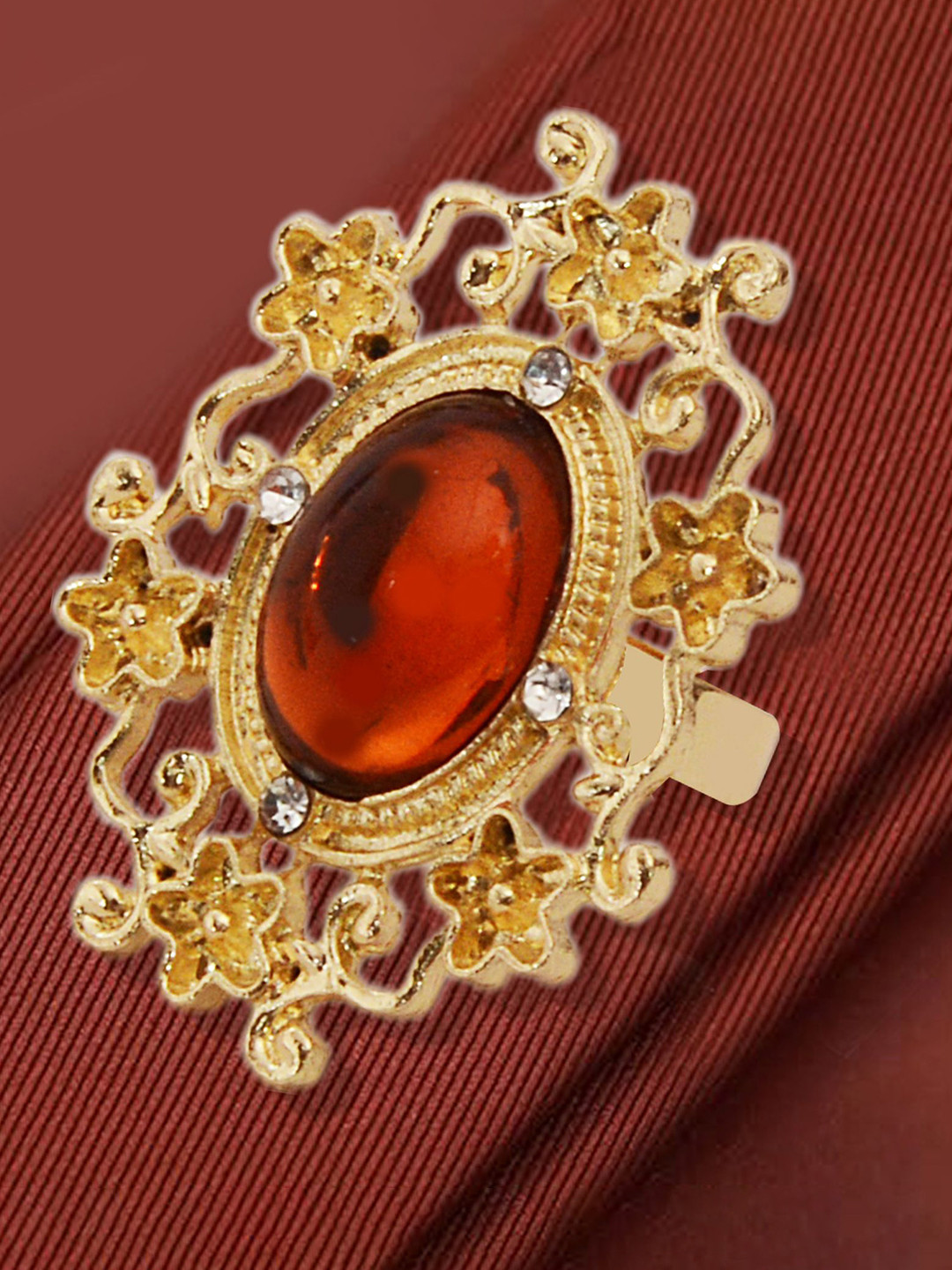 Curren Men's Gold Real Stones Studded Tie Clip Statement Brooch