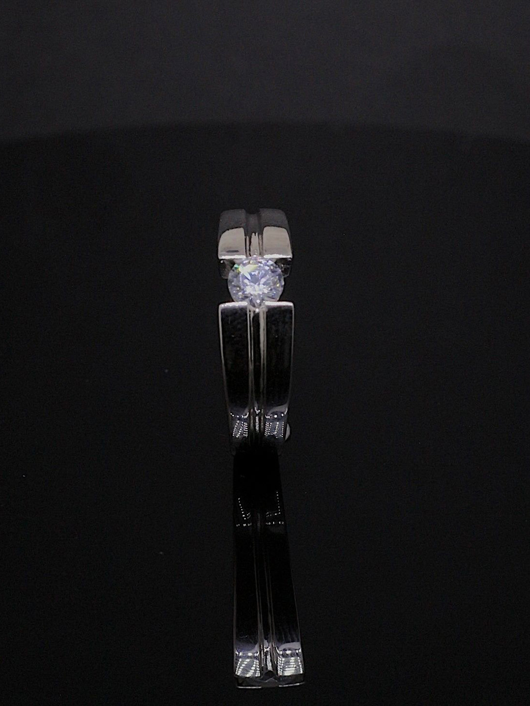 Silver by HM 925 Sterling Silver Rhodium-Plated Cubic Zirconia-Studded Andrew Finger Ring