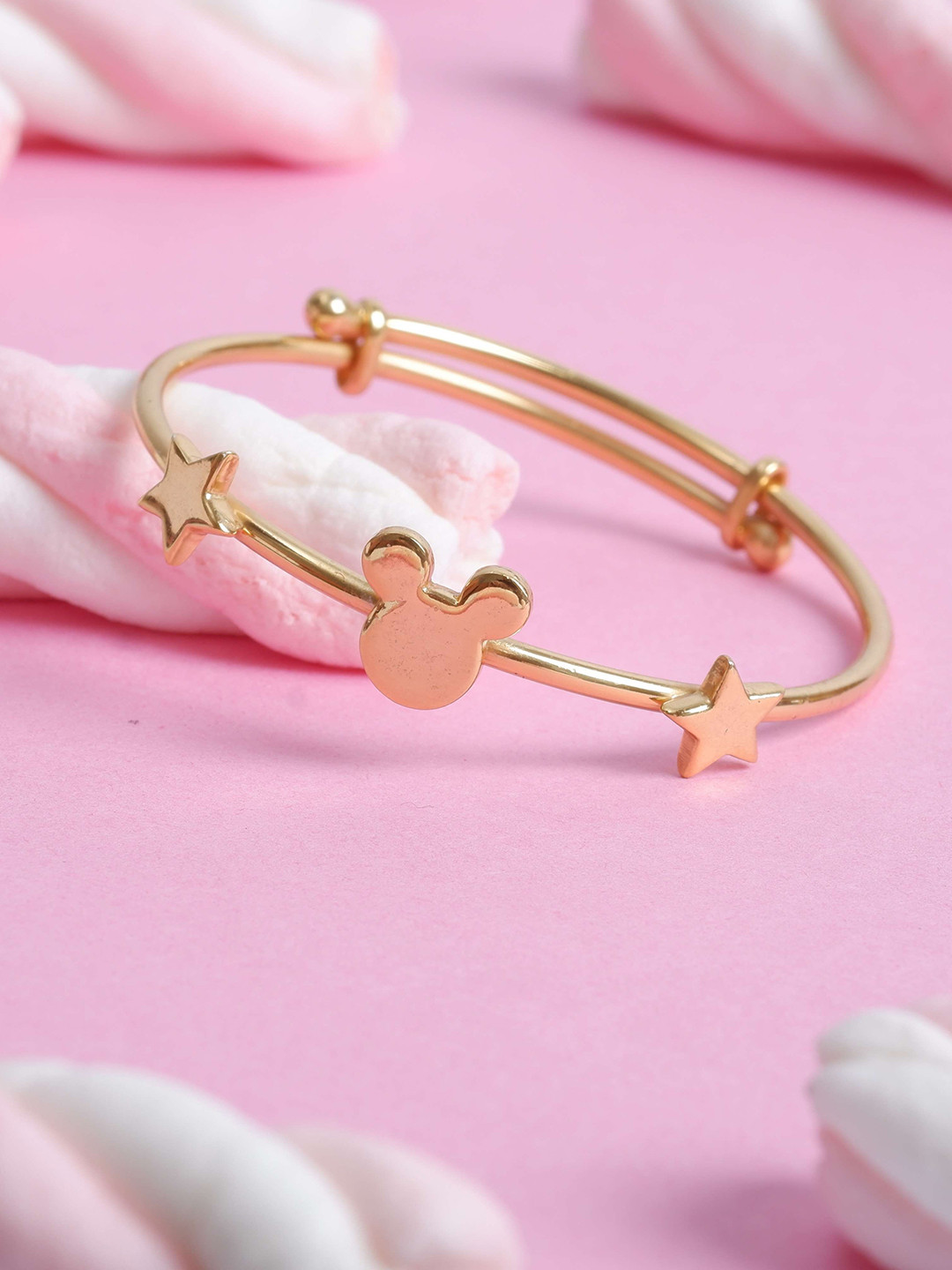Elegante kids 925 Sterling Silver 18Kt Gold-Plated Enamelled Adjustable Bangle