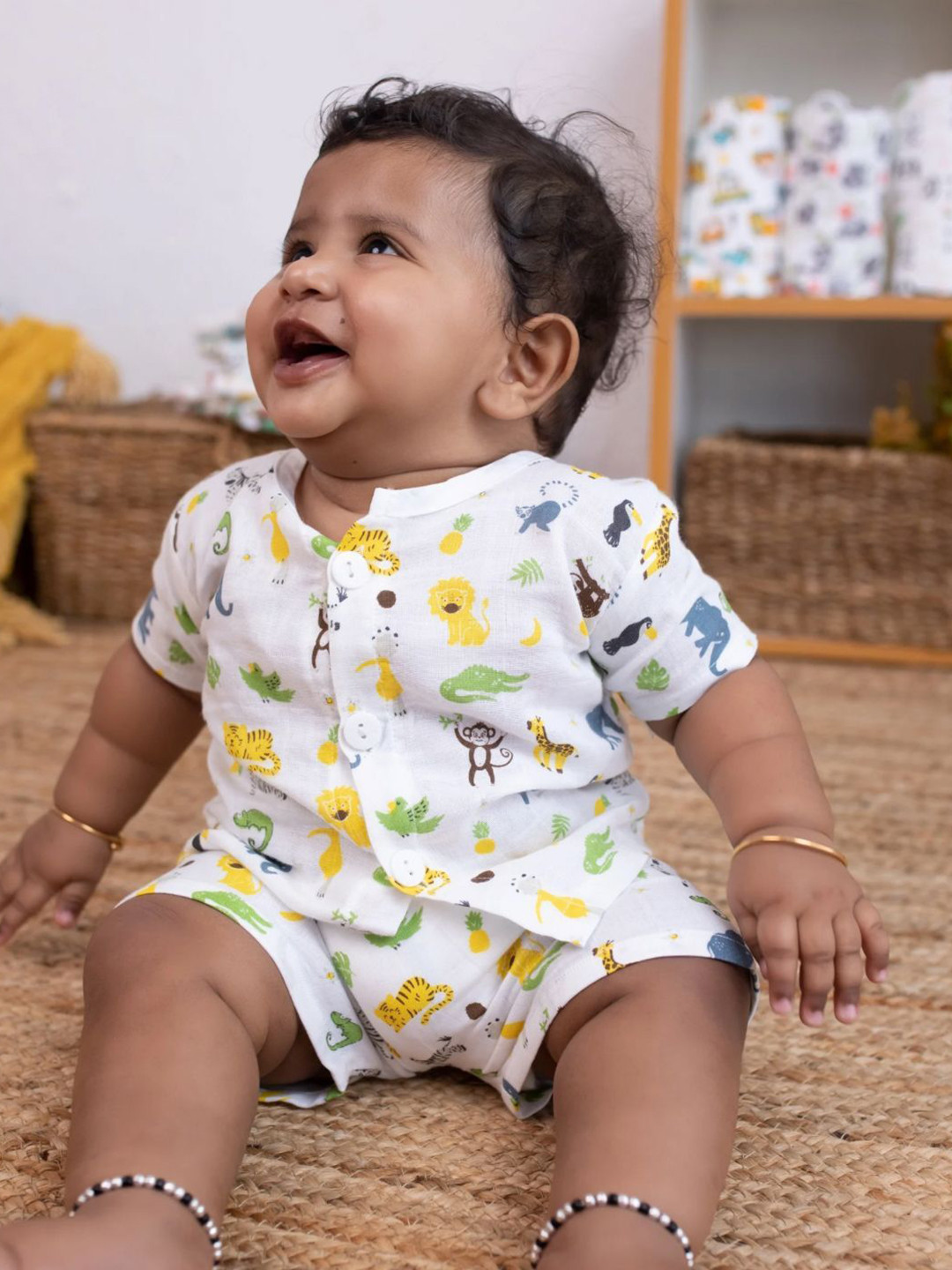 SMILEY BUTTONS Unisex Selection Of 2 Printed Pure Cotton T-shirt With Shorts