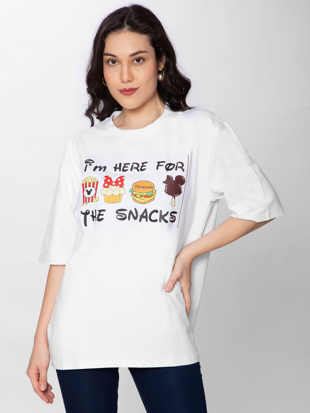 HAUTEMODA Women Typography Printed Applique T-shirt