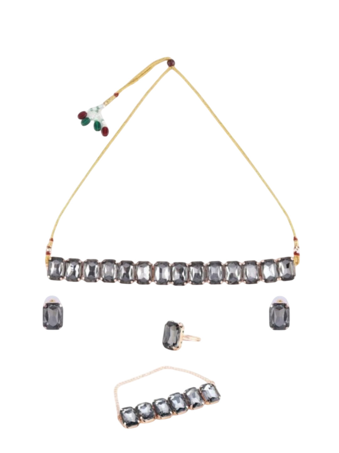Anouk Rose Gold Plated Sapphire Studded Choker Set with Bracelet & Finger Ring