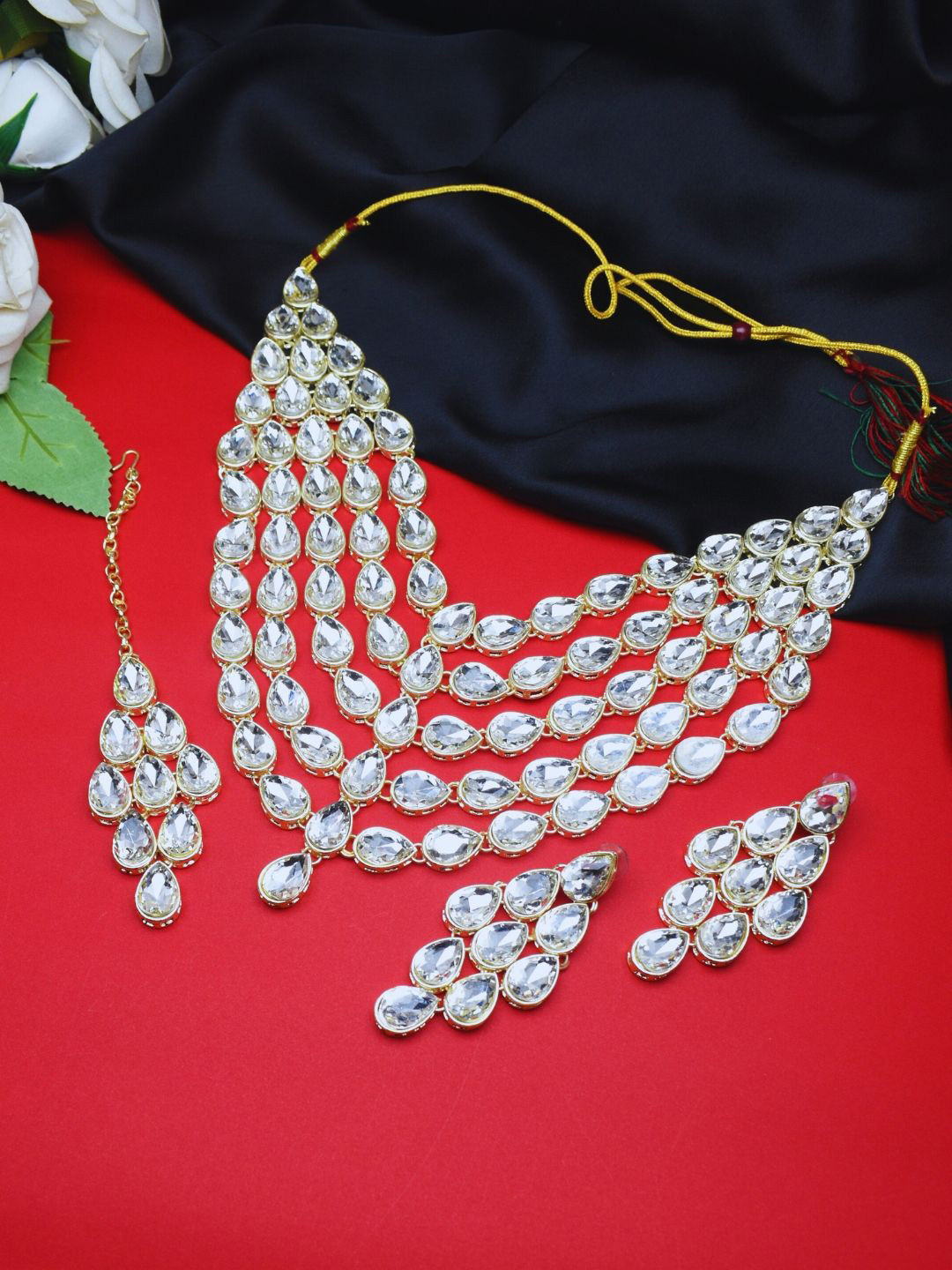 J & C Fashion Arena Multi-Layered Polki Jewellery Set