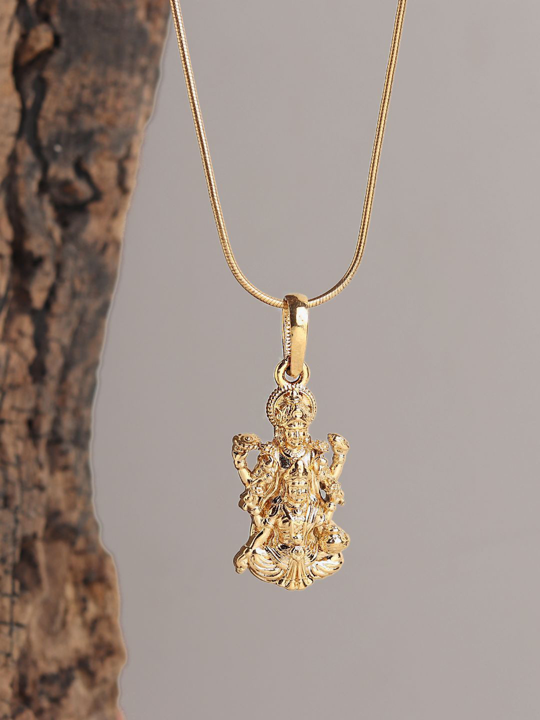 Metronaut 925 Silver 22K Gold-Plated Vishnu Laxmi Pendant With Ball Chain