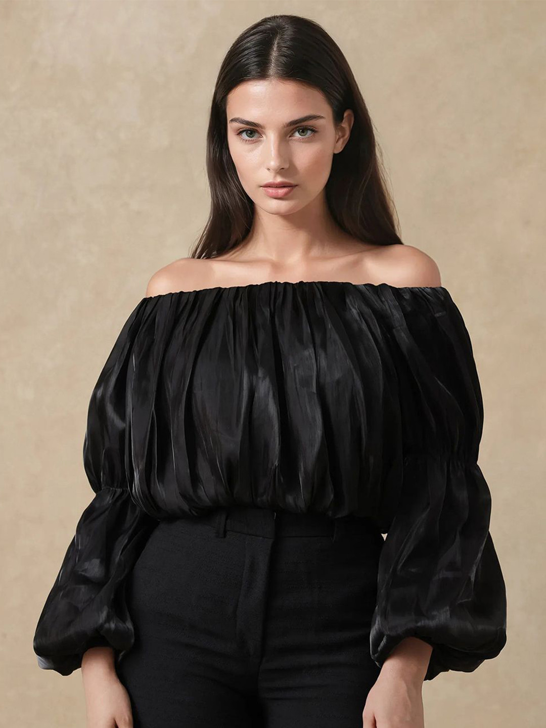 RAREISM TRESE METALLIC Women Off-Shoulder Top