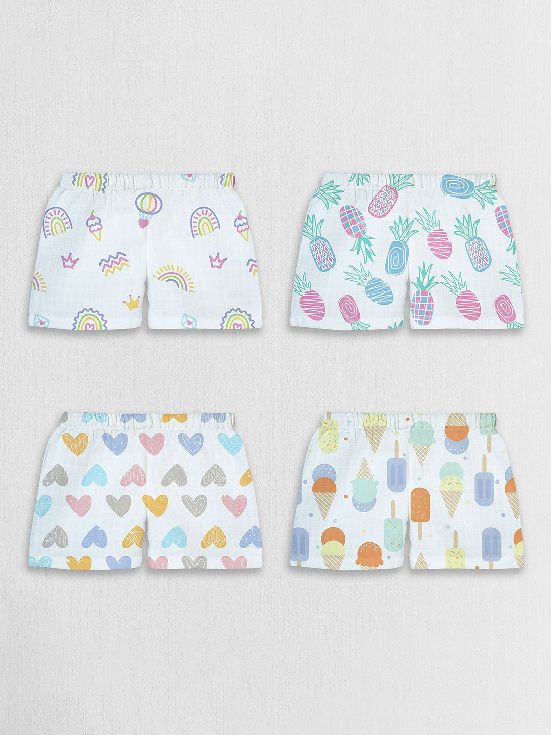 1st Step Girls Pack of 4 Printed Shorts