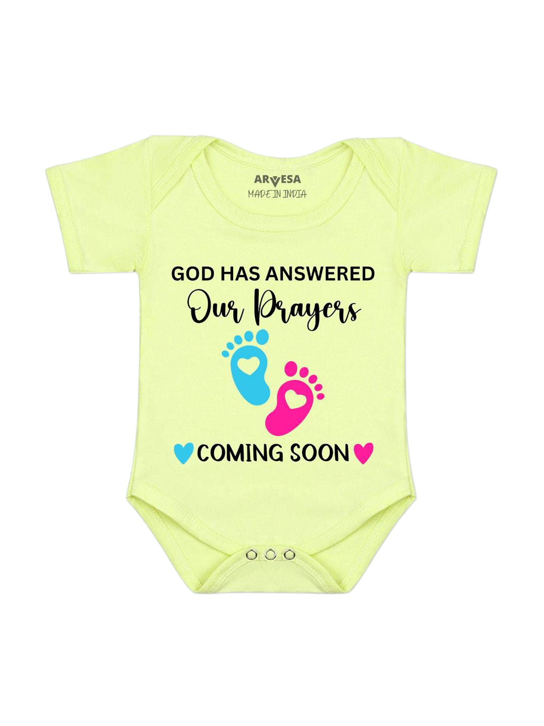 Arvesa God Has Answered Our Prayer Coming Soon Printed Bodysuit
