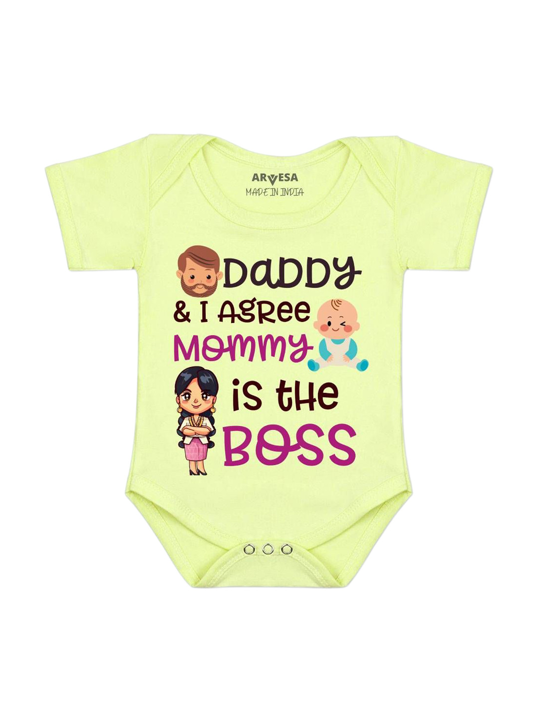 Arvesa Daddy & I Agree Mommy Is Boss Printed Bodysuit