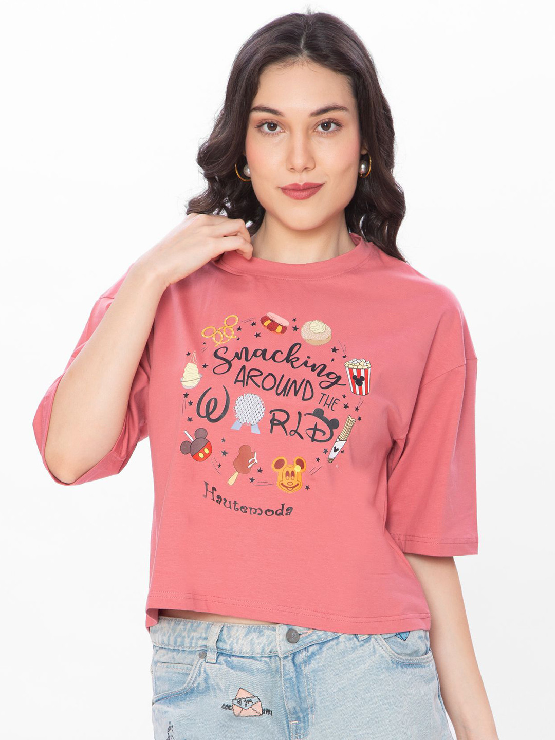 Women crop T-shirt in Pure Cotton fabric