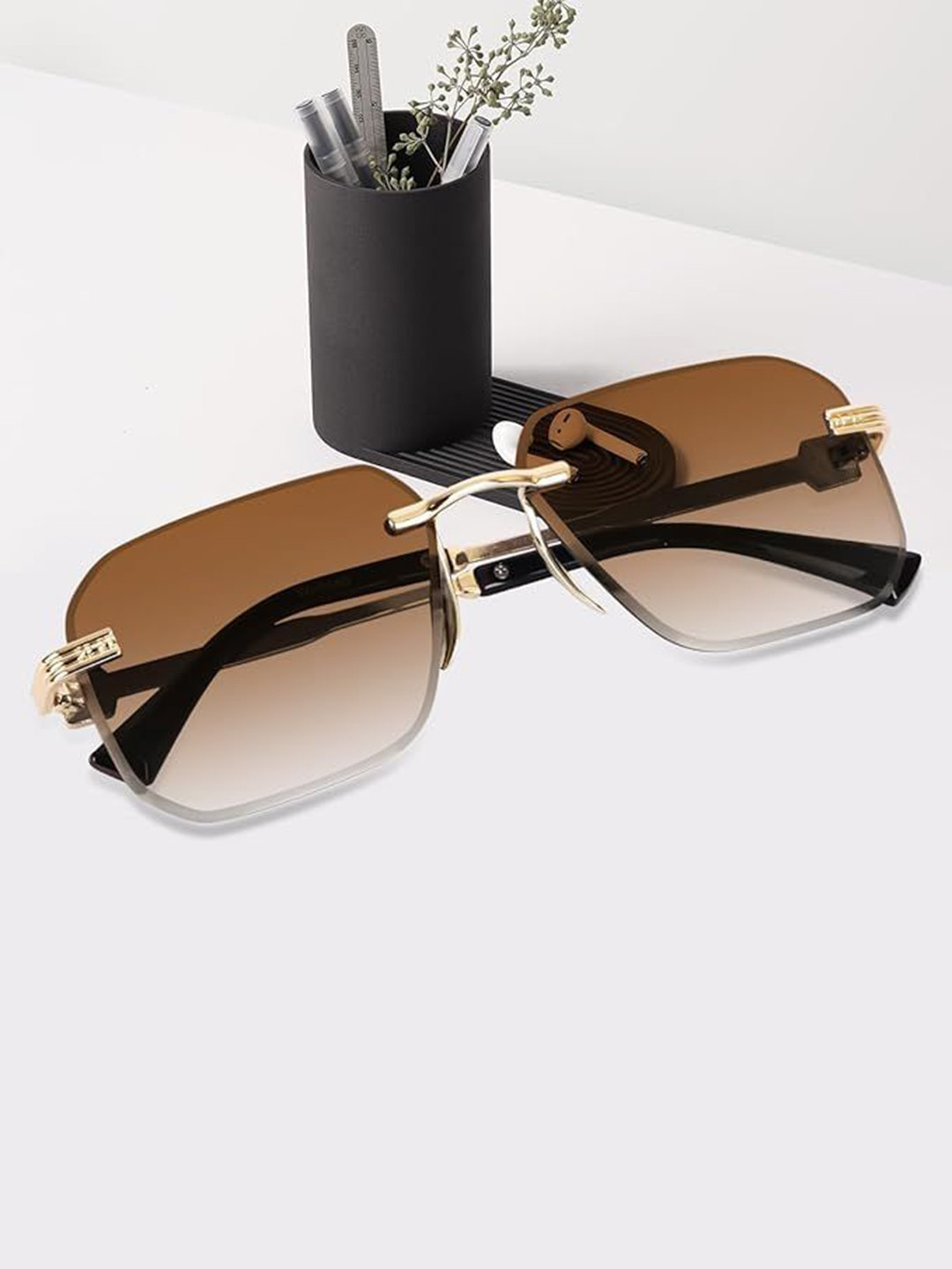 CREEK Unisex Oval Sunglasses with UV Protected Lens CRH 5580 GOLD BROWN