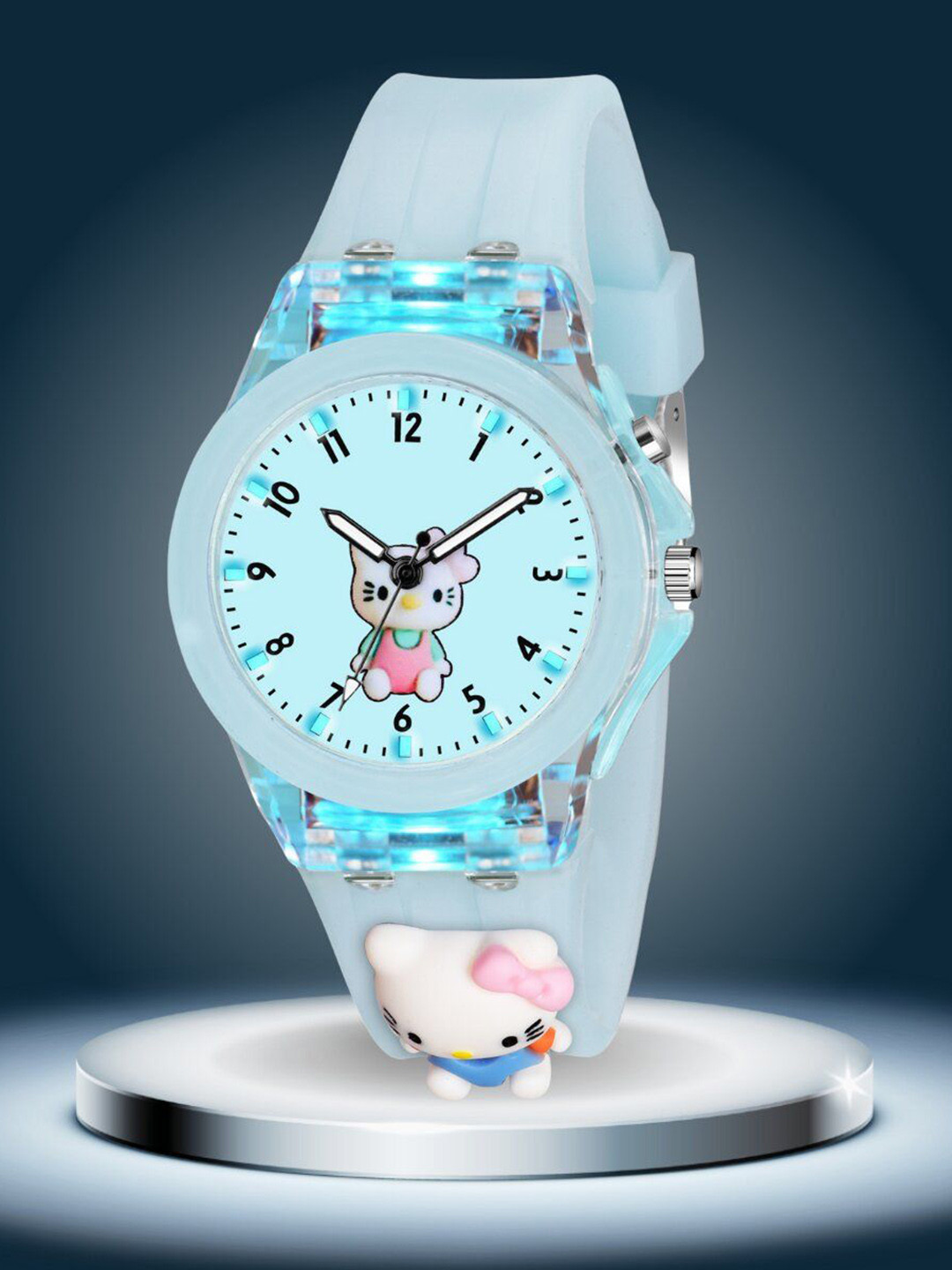 ON TIME OCTUS Kids Printed Dial & Straps Analogue Watch KD-027 SKY KITTY