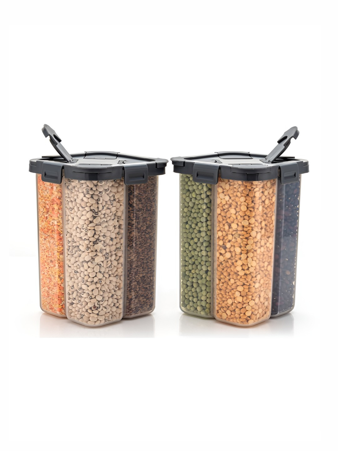 Reeq Grey Plastic Easy To Clean Flip Top Jar-2.5L