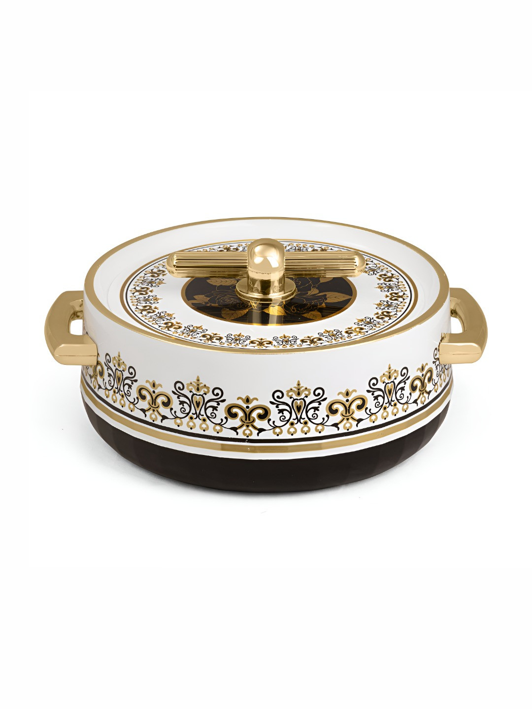 SELVEL Royal White & Gold-Toned Stainless Steel Thermal Insulated Casserole - 1.7 L