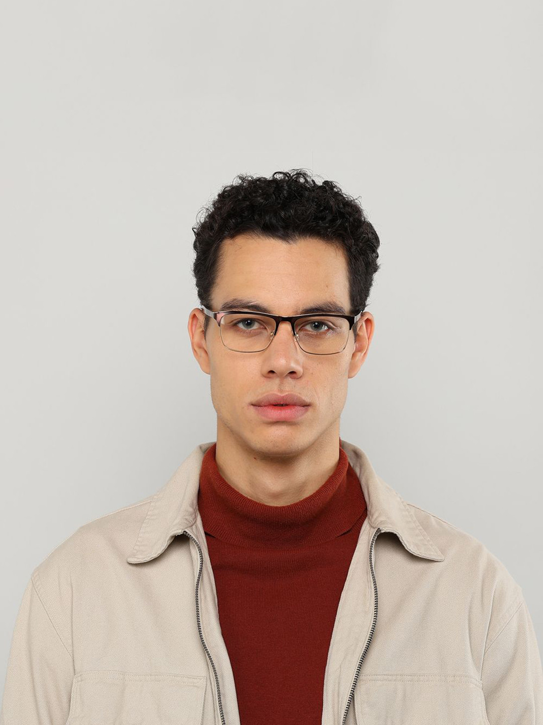 Guy Laroche Men Half Rim Rectangle Frames