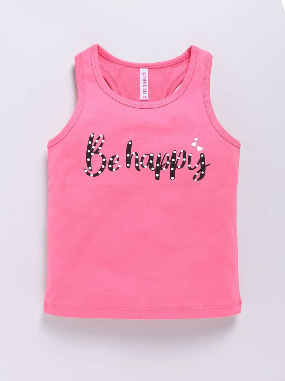 Giniekids Girls Round Neck Typography Printed Tank Top