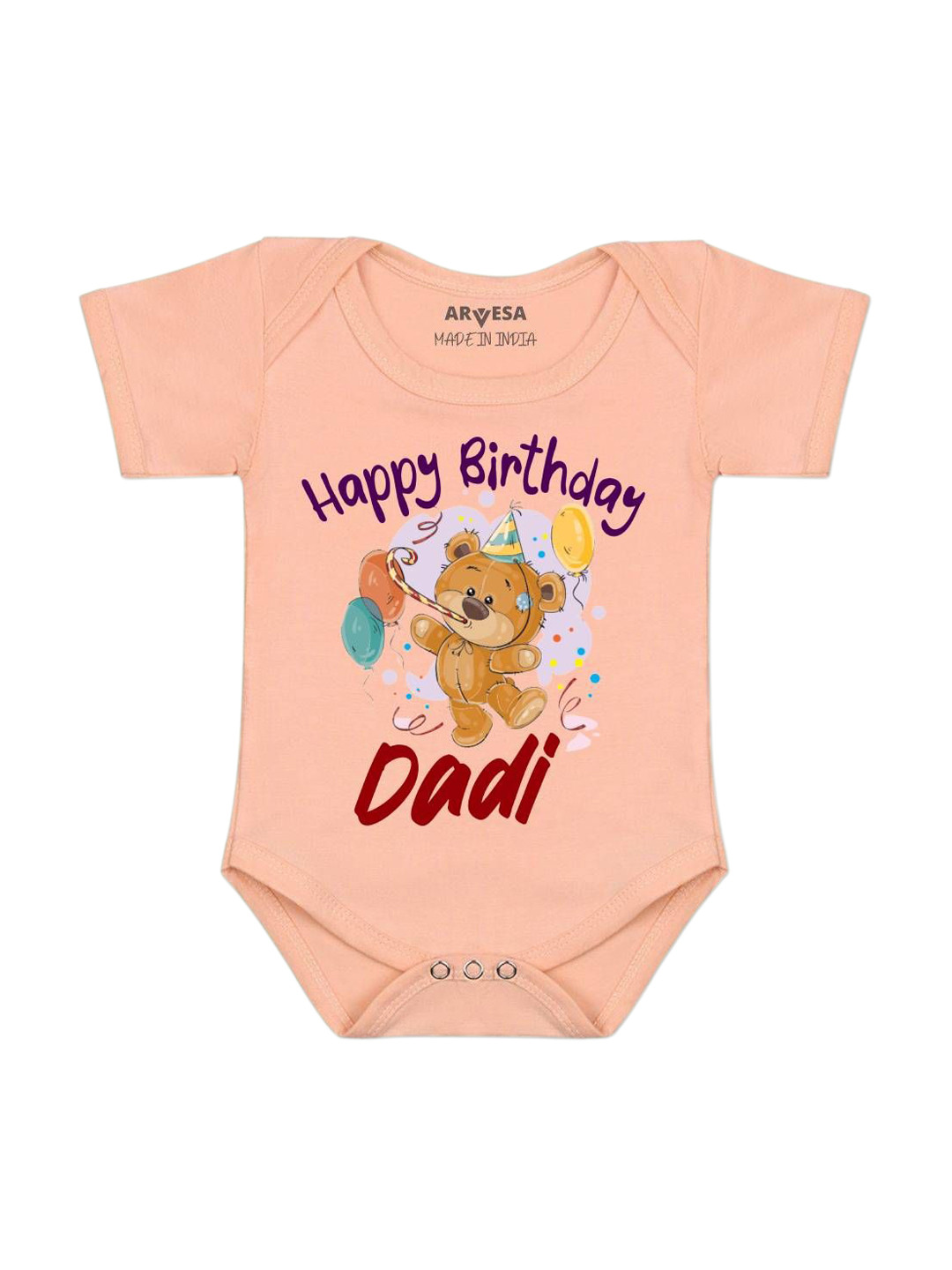 Arvesa Happy Birthday Dadi Printed Bodysuit