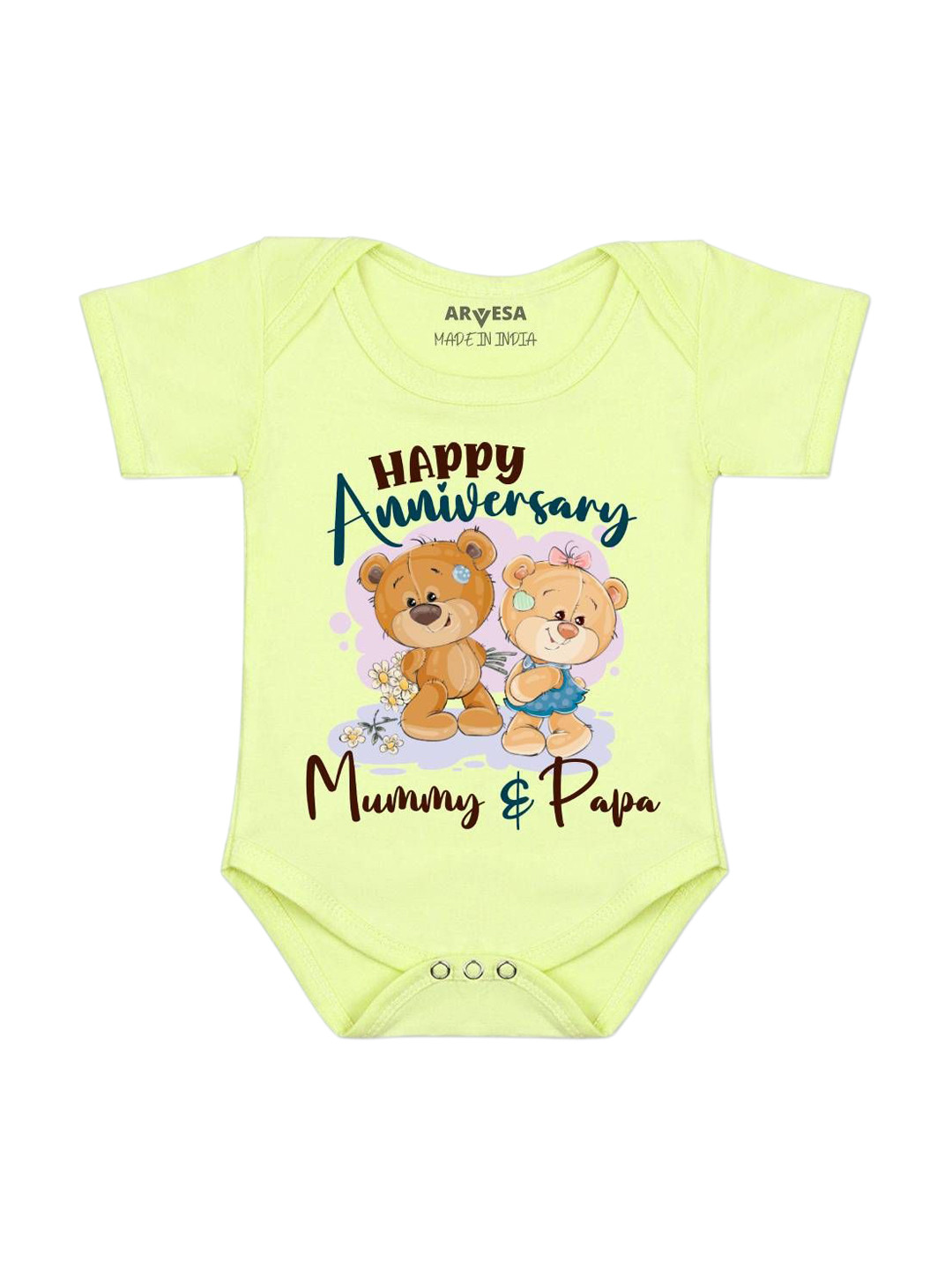 Arvesa Happy Anniversary Mummy & Papa Printed Bodysuit